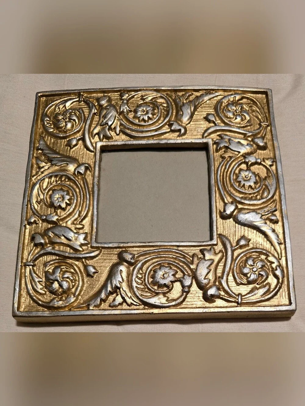 PIER 1 Ornate VNT-Style Photo Frames Set of 3 Gold/Silver 3×3 Gallery Wall GVC